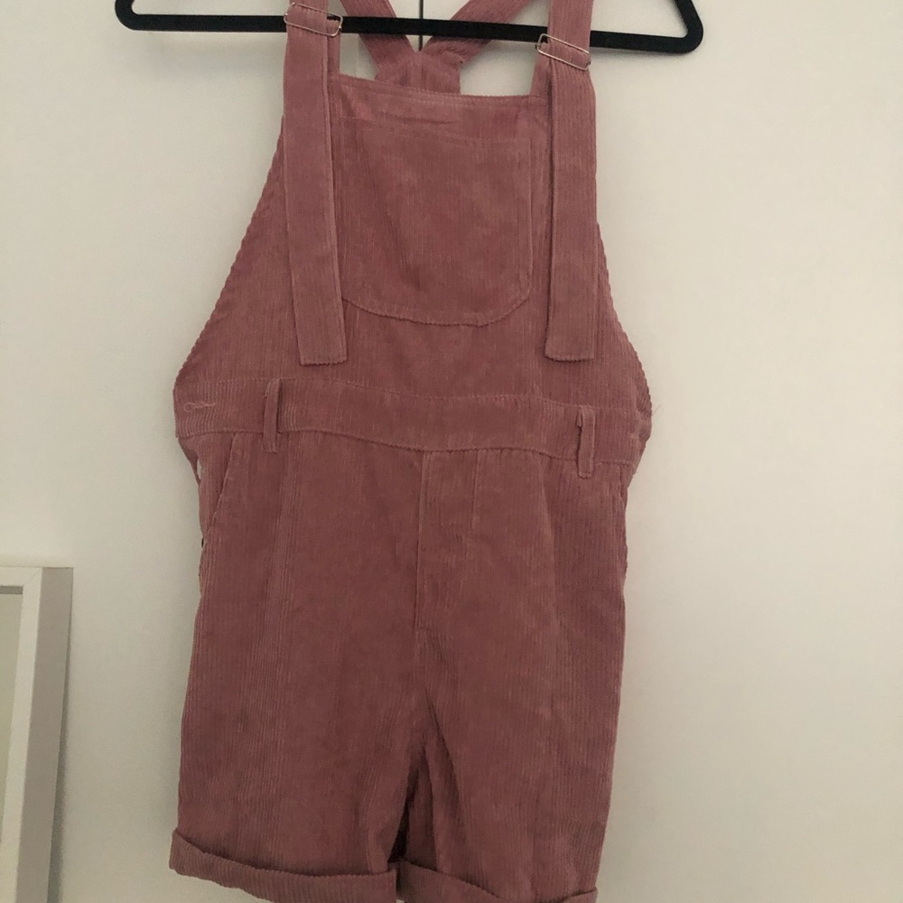 Velvet pink overalls